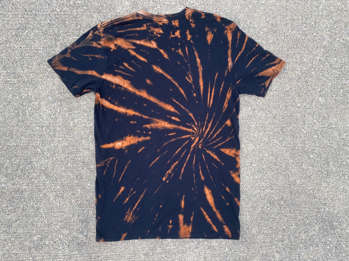 Mens Size Medium Black Tie Dye Bleach Dye TShirt Tie Dye for Etsy