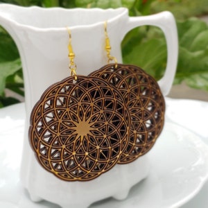 Vienna large circle dangle earrings, romantic dainty lacey bohemian design, pretty mother&#39;s day gift, free shipping