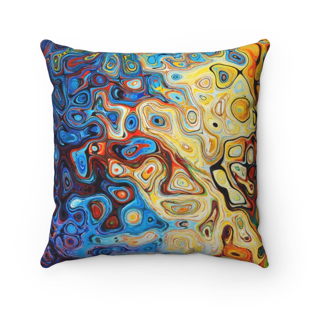 Throw Pillow Modern Multi Colored red green blue and Etsy