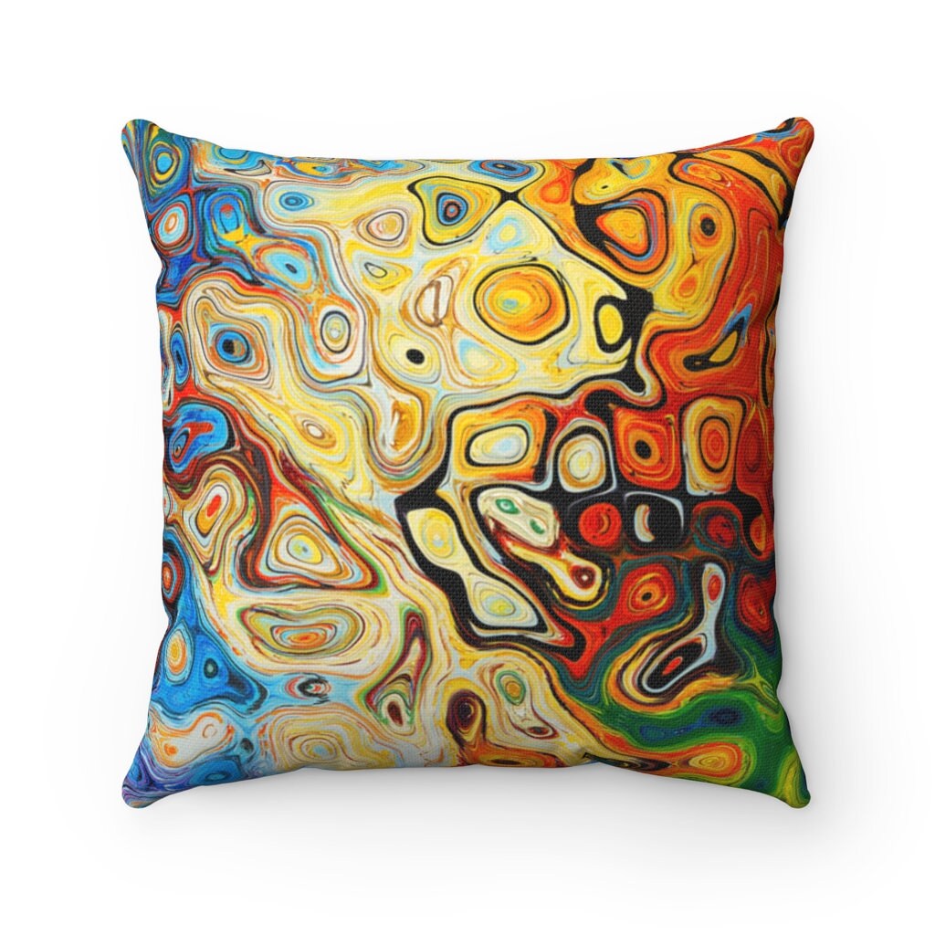 Throw Pillow Modern Multi Colored red green blue and Etsy