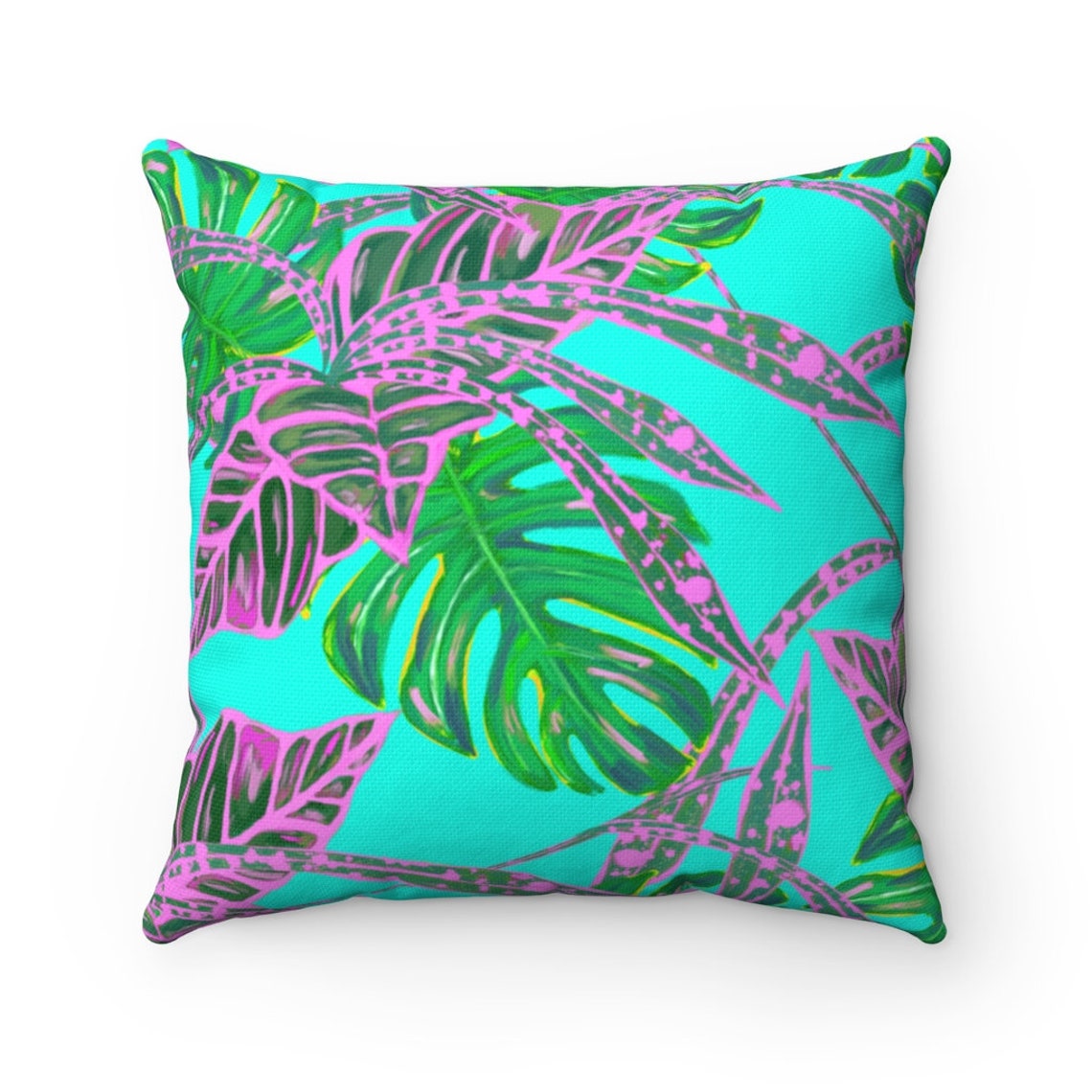 Throw Pillow Floral Pink and Blue Etsy