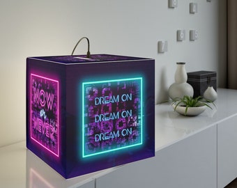 Linear Optical Illusion,PsychedelicHypnotic Art Printed Square Cube LampContemporaryModernTrendy LightHome Decor Gifts,Stackable Lights