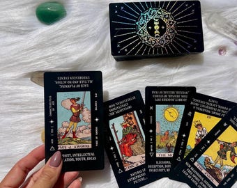 Tarot cards, for beginners, with keywords, beginner tarot deck, Unique, tarot deck, tarot bag, with book, indie tarot, oracle cards