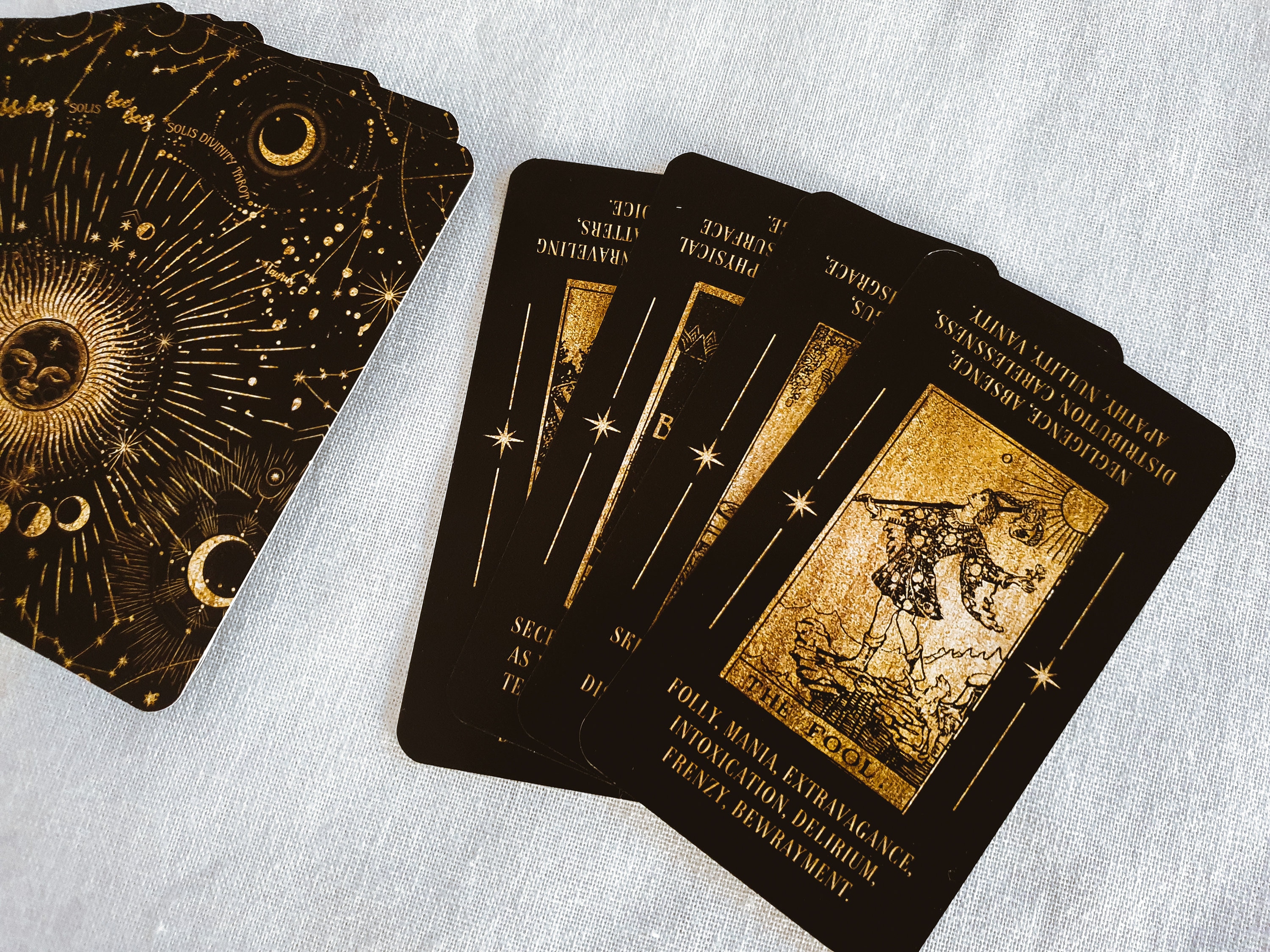 Tarot card Deck with keywords black and gold tarot deck Etsy