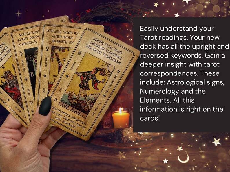 Tarot Card Deck for Beginners With Keywords With Guidebook Etsy Australia