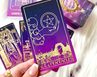 Tarot cards, purple, pink, gold, tarot deck, tarot card deck, Unique tarot deck, oracle cards, oracle deck, tarot card bag, tarot box