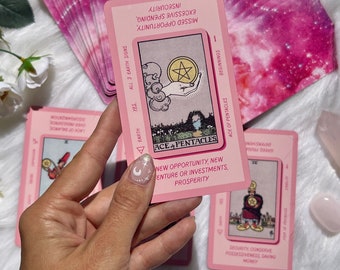 tarot deck, for beginners, tarot card meanings, pink, tarot card bag, indie tarot deck, unique tarot deck, cute tarot deck, tarot cards