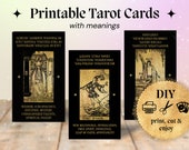 Printable tarot deck, tarot keywords, DIGITAL FILE, tarot cheat sheet, tarot deck, for beginners, DIY tarot cards, black and gold