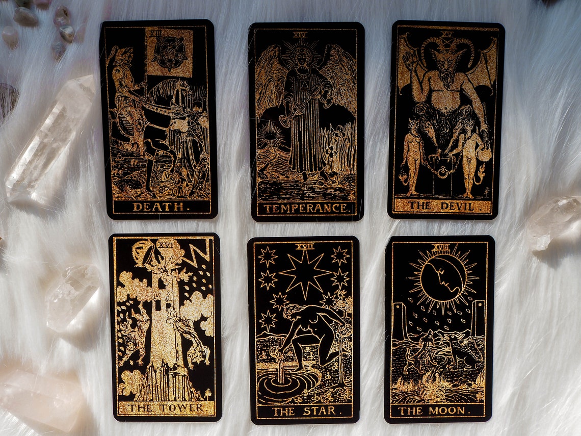 Tarot cards tarot deck Rider Waite black tarot cards deck Etsy