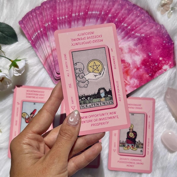 tarot deck, for beginners, tarot card meanings, pink, tarot card bag, indie tarot deck, unique tarot deck, cute tarot deck, tarot cards