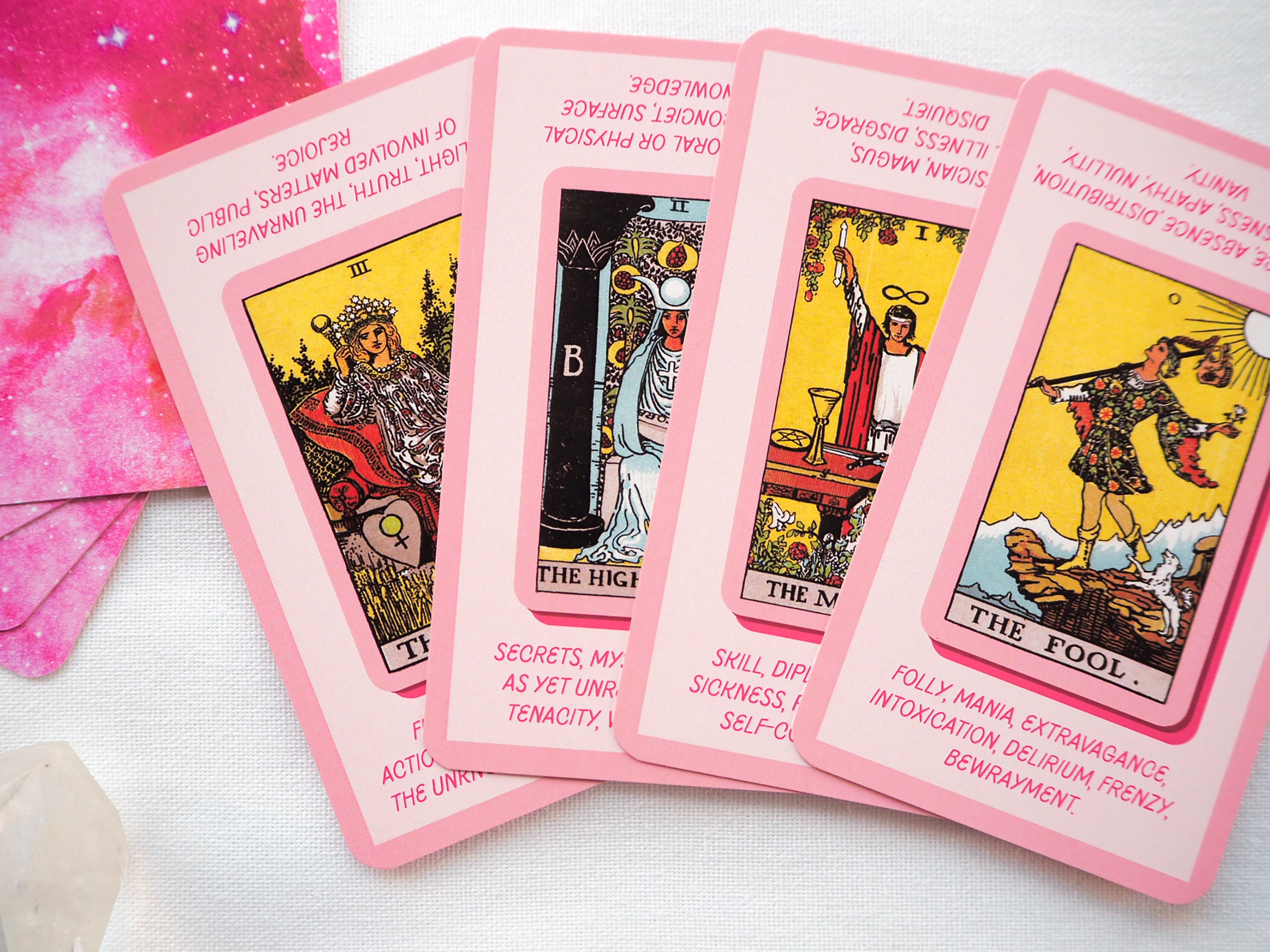 Pink tarot deck with keywords oracle cards 78 cards oracle Etsy