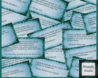 Mystery Author Quotes aus dem 19. bis frühen 20. Jahrhundert für Scrapbooking, Collagen, Mixed Media - BLUE