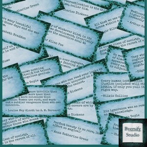 Mystery Author Quotes from the 19th to early 20th centuries for scrapbooking, collages, mixed media - BLUE