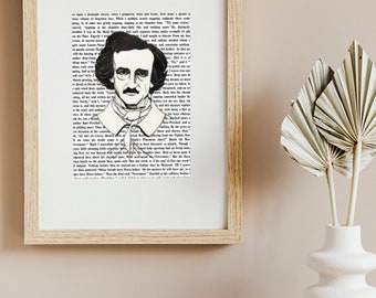 Edgar Allan Poe Downloadable Print with "The Raven" Text | Printable Art | Instant Wall Hanging