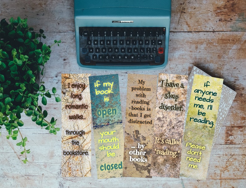 Printable Funny Bookmarks | DIGITAL DOWNLOAD | Set of 5 Bookmarks ...