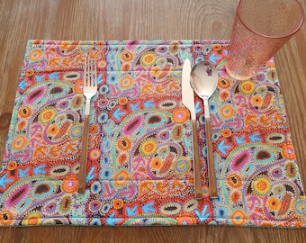 Indigenous Placemats Emu Dreaming Handmade in Australia Padded Placemats