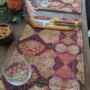 Indigenous Placemats Aboriginal Artwork  Placemats Snake Vine Dreaming Handmade in Australia Tablemats Table Decor