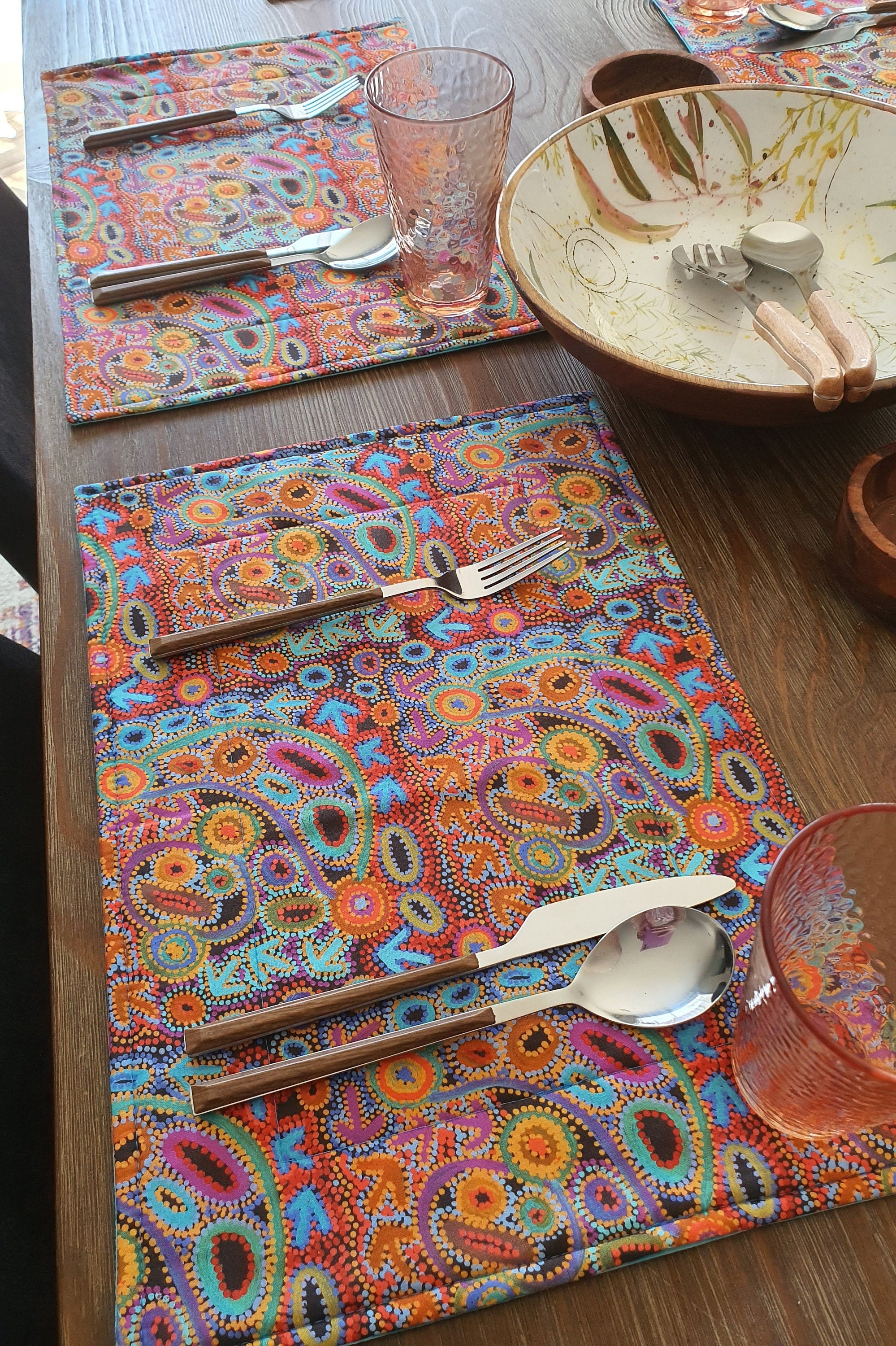 Indigenous Placemats Emu Dreaming Handmade in Australia Padded