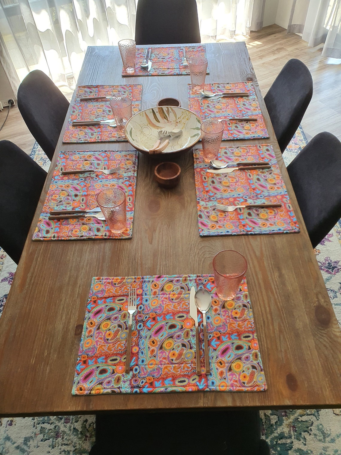 Indigenous Placemats Emu Dreaming Handmade in Australia Padded