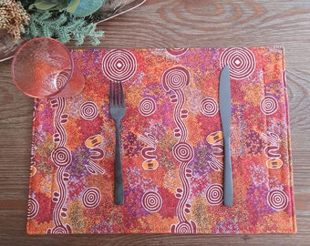 Placemats Fire Country Dreaming Indigenous Print Placemats Handmade in Australia Ideal gift