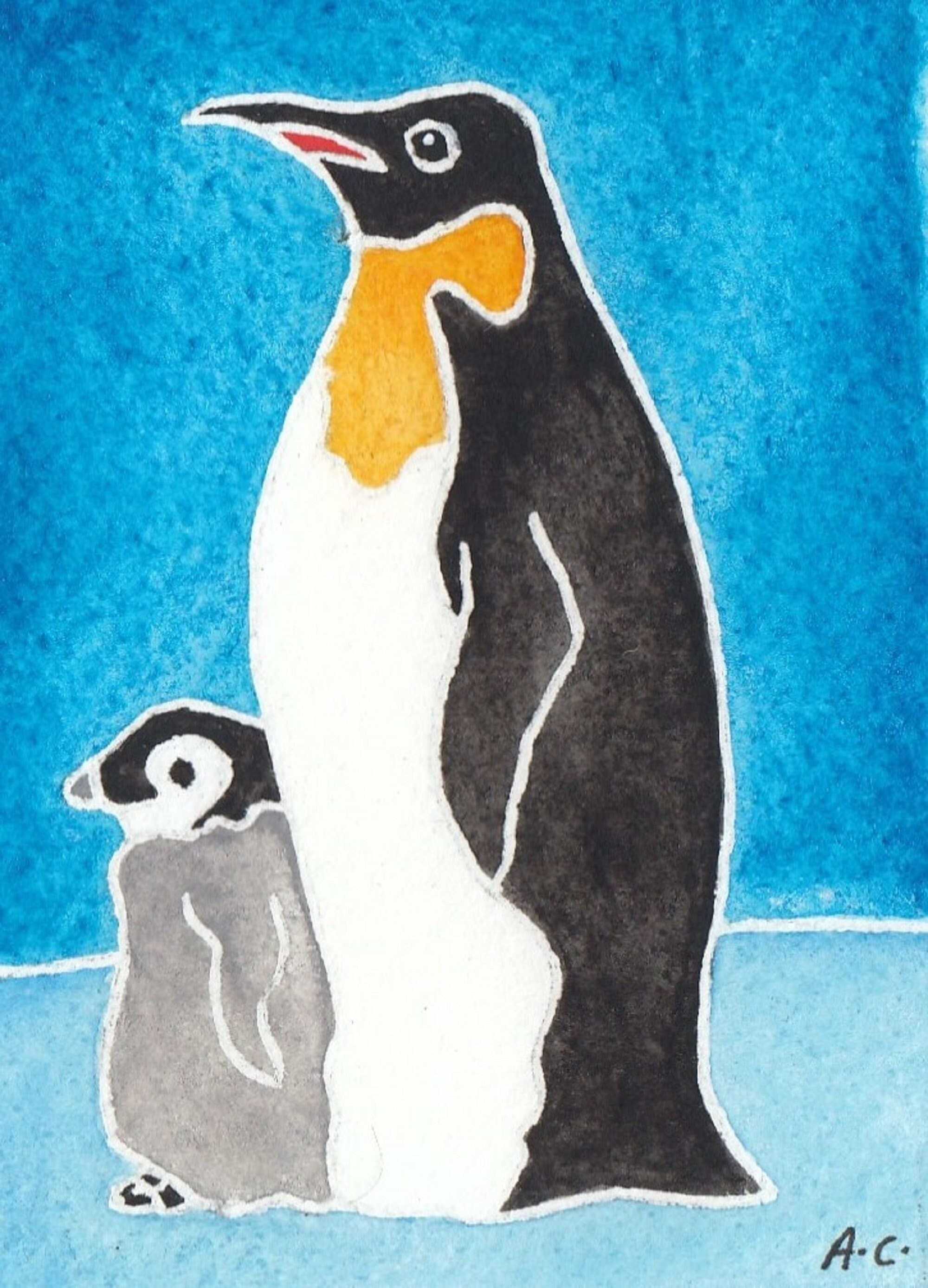 Pinguin Druck Pinguin Malerei bunte Pinguin Illustration | Etsy