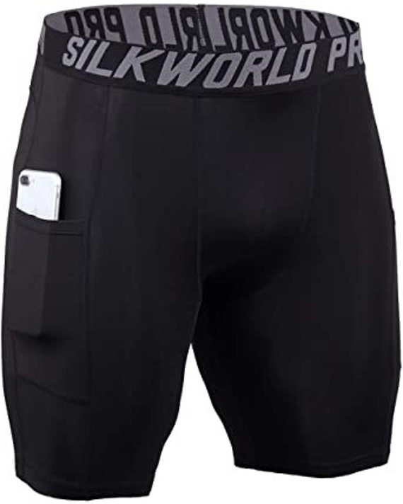 SILKWORLD Men's Compression Shorts Pockets Sports Running Etsy