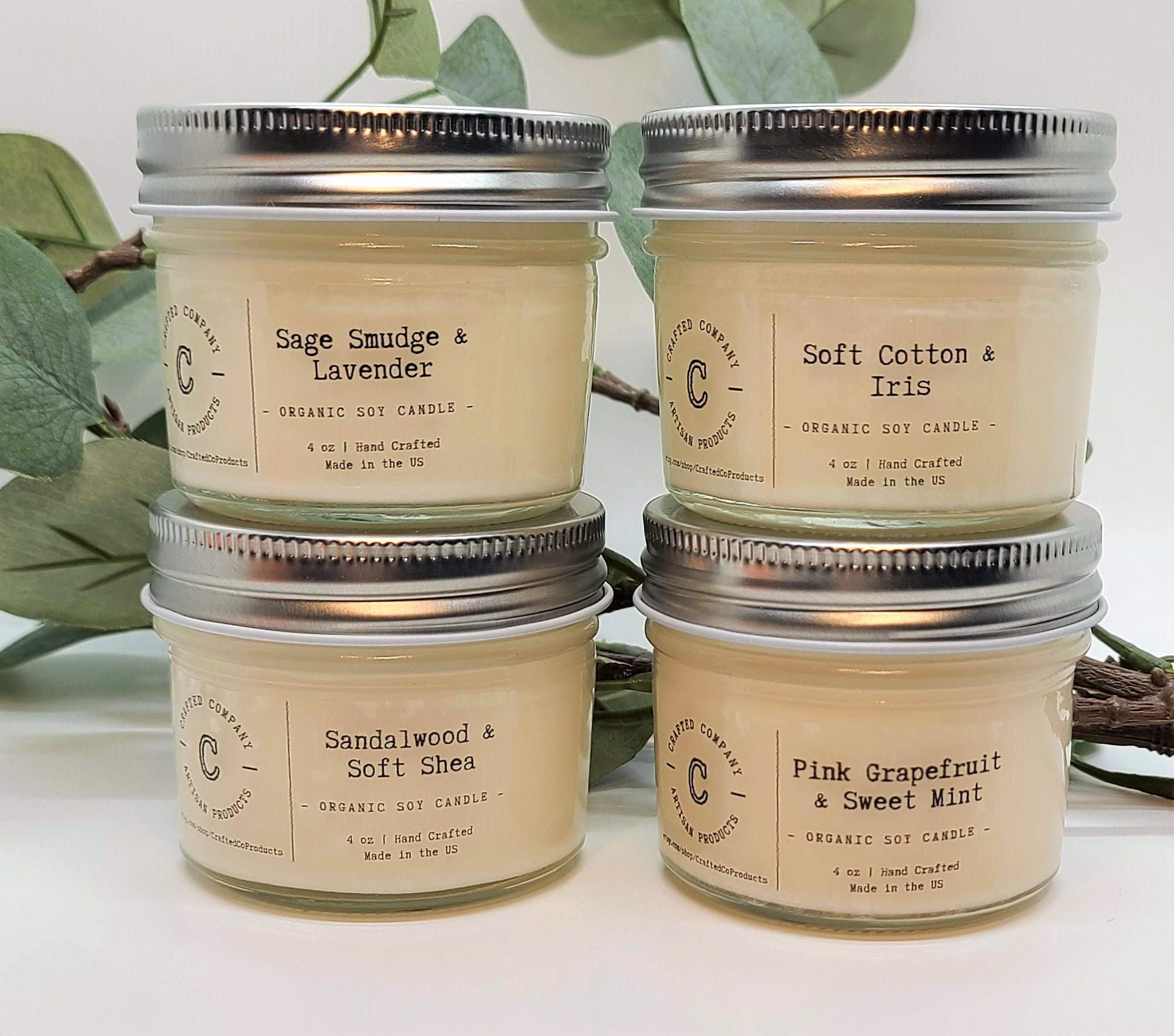 Organic Soy Candles 4oz 4 candle set Choose your scents Etsy