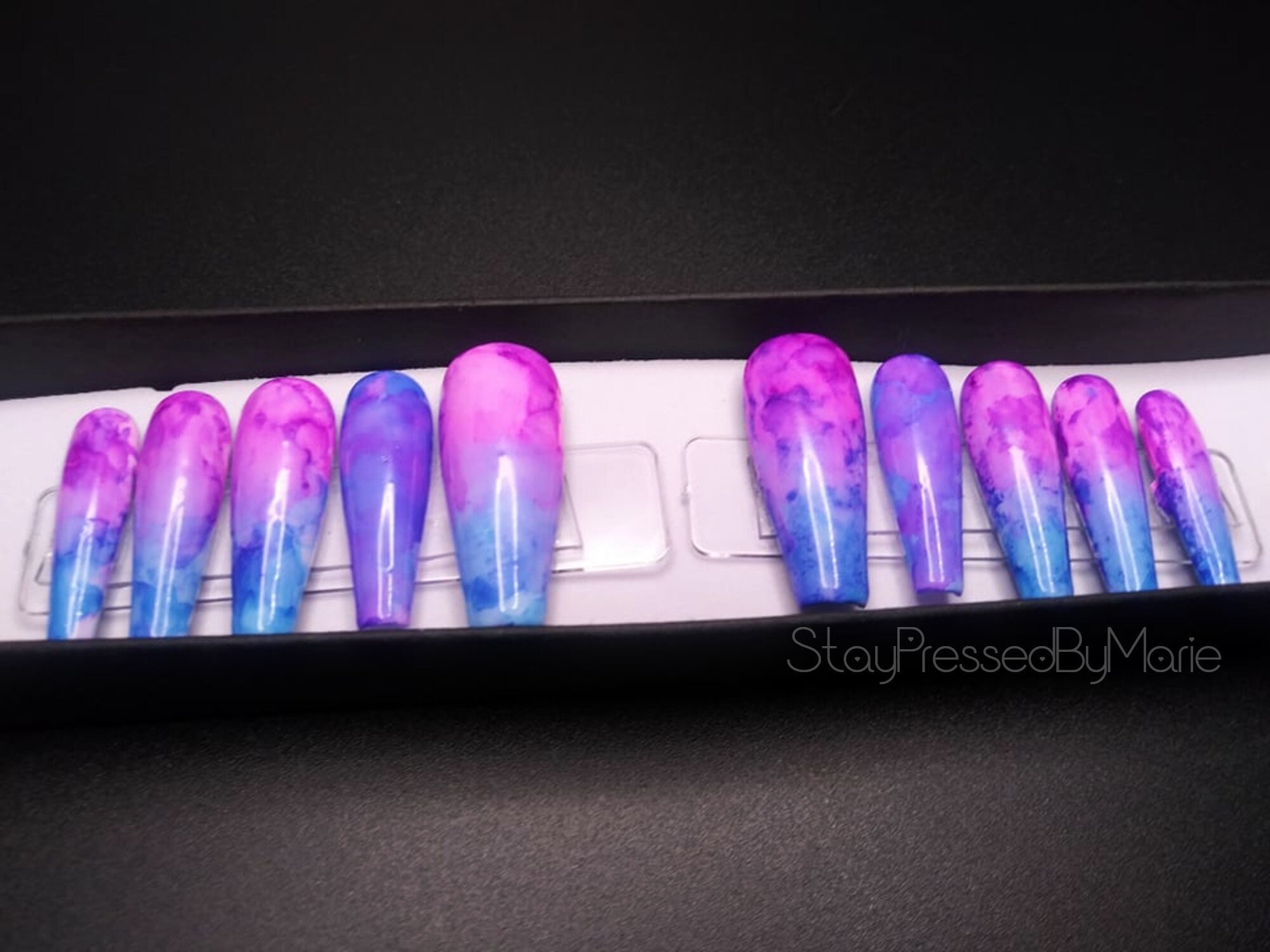 Purple and Blue Ombre Watercolor Press On Nails Customize | Etsy