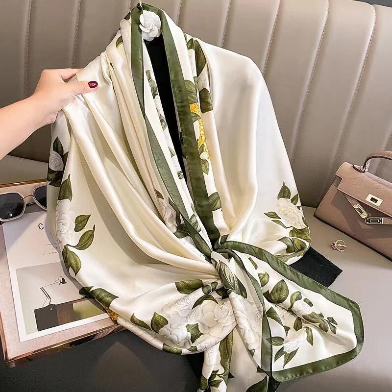 100% Mulberry Silk Scarf Wraps Brand Designer Women Ladies Fashion Scarves  for Spring Clothing Accessories 16mm 35x35 Bandana