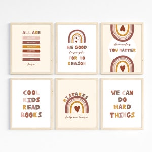 Boho Classroom Decor Posters Bundle,Growth Mindset Classroom Poster,We Can Do Hard Things Poster,Positive Classroom Motivational Art.