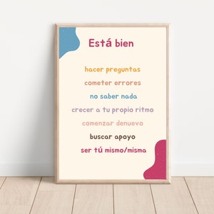 Positive Spanish Affirmation Poster For Spanish Kids,Motivational Poster,Affirmation Wall Art,Playroom Decor, Classroom Decor.