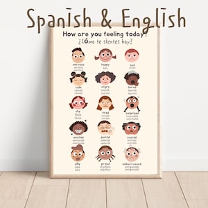 Bilingual Spanish English Feelings Chart Poster (Digital Download)