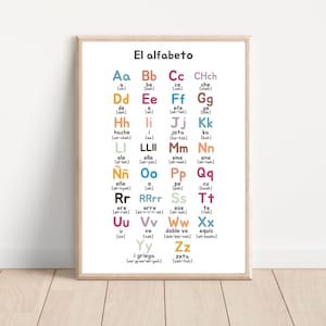 Spanish Alphabet Printable Poster for Classroom Decor and Nursery Wall Art Decor, Spanish Letters,Educational Alphabet Print.