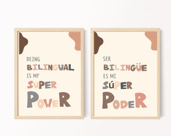 Bilingual Superpower Poster: Spanish Boho Nursery Decor (Digital Download)