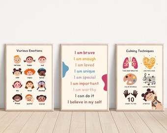 Calm Down Corner Posters: Feelings & Emotions, Calming Techniques (Digital Download)