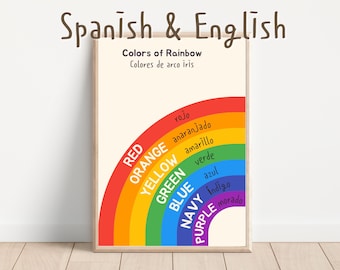 Bilingual Spanish Colors Poster: Rainbow Classroom Decor (Digital Download)