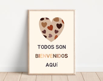 Spanish Classroom Poster: Todos Son Bienvenidos Sign (Digital Download)