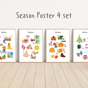 Poster delle stagioni, stampe educative per la decorazione della cameretta dei bambini, poster educativo, stampe artistiche da parete.