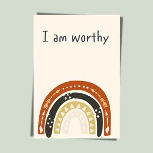 Rainbow Boho Affirmation Cards for Kids , Printable Positive ...