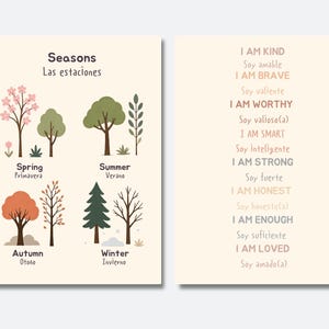 Bilingual Spanish Educational Posters for Kids, English Spanish ...