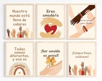 Spanish Classroom Decor: Diversity & Inclusion Art Prints (Digital Download, PDF Set A3-A4-8x10-11x14-16x20 )