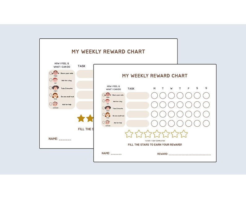 Daily Reward Task Printable Reward System for Toddlers | Chart for Kids | Daily Habit ...