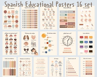 Spanish Educational Poster Set ,Spanish abc,Study Materials,Spanish Solar System,Spanish Classroom Decor Bundle,home school print.