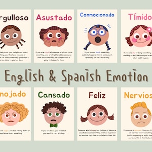 Schede didattiche sulle emozioni e i sentimenti per lo spagnolo bilingue, schede didattiche stampabili per la scuola materna, schede didattiche sulle emozioni per bambini.