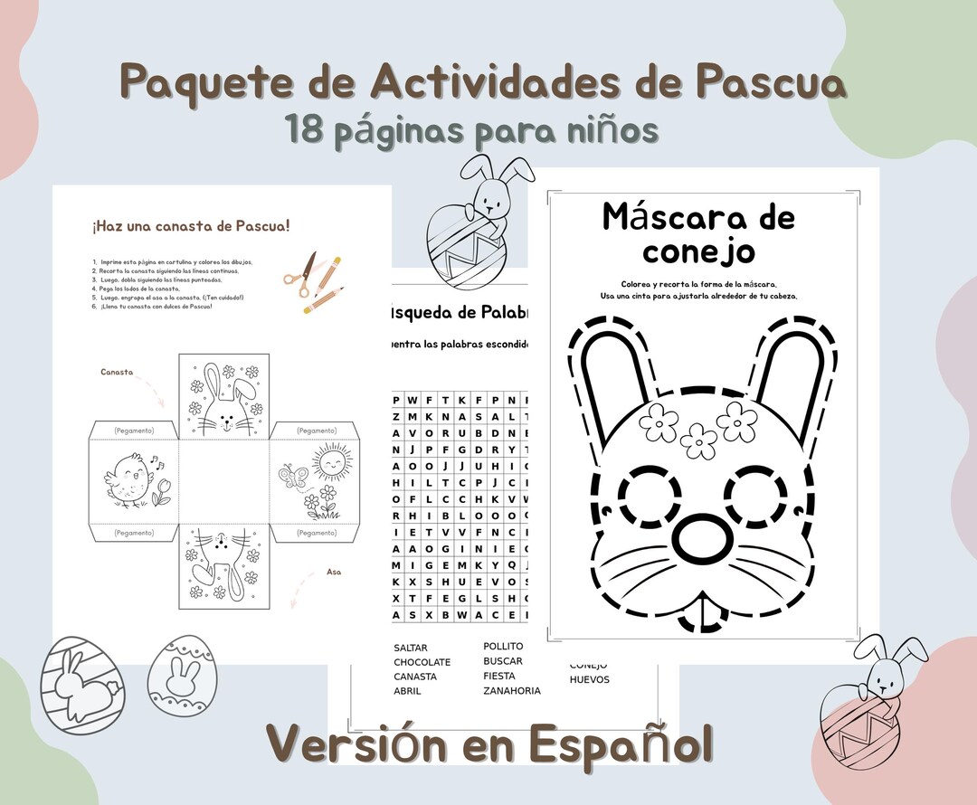 Easter Activity Bundle | Spanish Easter Activities for Kids | Paquete ...