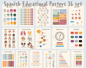 Spanish Educational Posters: Playroom Homeschool Decor (Digital Download)