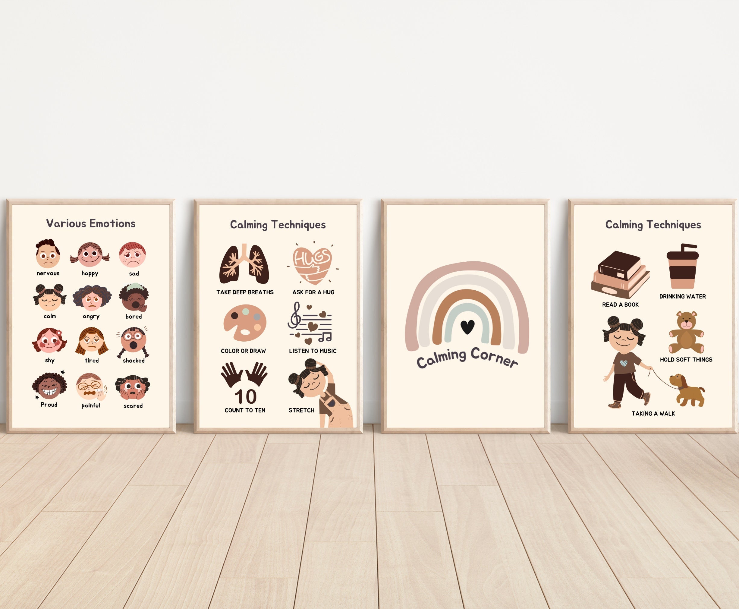 感情コントロールポスター：心を落ち着かせるコーナー、ボヘミアン風教室の装飾（デジタルダウンロード） - Etsy 日本
