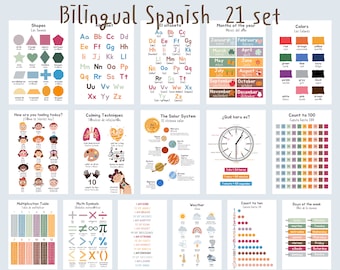 Bilingual Spanish Educational Posters for Kids (Digital Download)