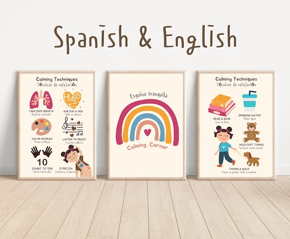 Bilingual Spanish Emotion Regulation Posters: Calming Corner Decor (Digital Download)