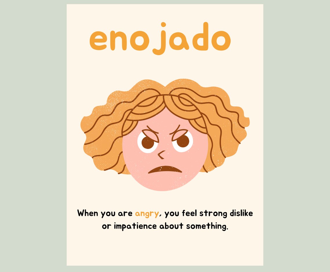 Emotion Feelings Flashcards for Bilingual Spanish Preschool Etsy